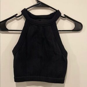 American Eagle Outfitters Black Fitted Crop Tank Top